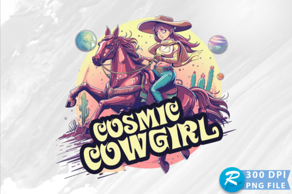 Cosmic Cowgirl PNG Design for Graphics and Crafts