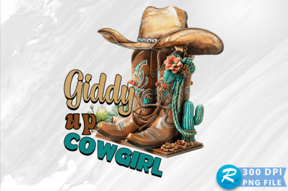 Giddy Up Cowgirl PNG Design for Crafts and Graphics