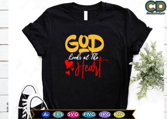God Looks at the Heart Graphics for Crafts and Branding