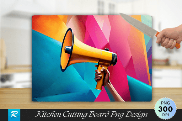 Holding Megaphone Cutting Board Design Graphics and Crafts